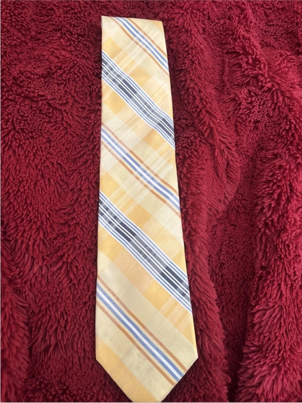 Tommy Hilfiger Men's Necktie 100% Yellow Blue White & Navy Striped